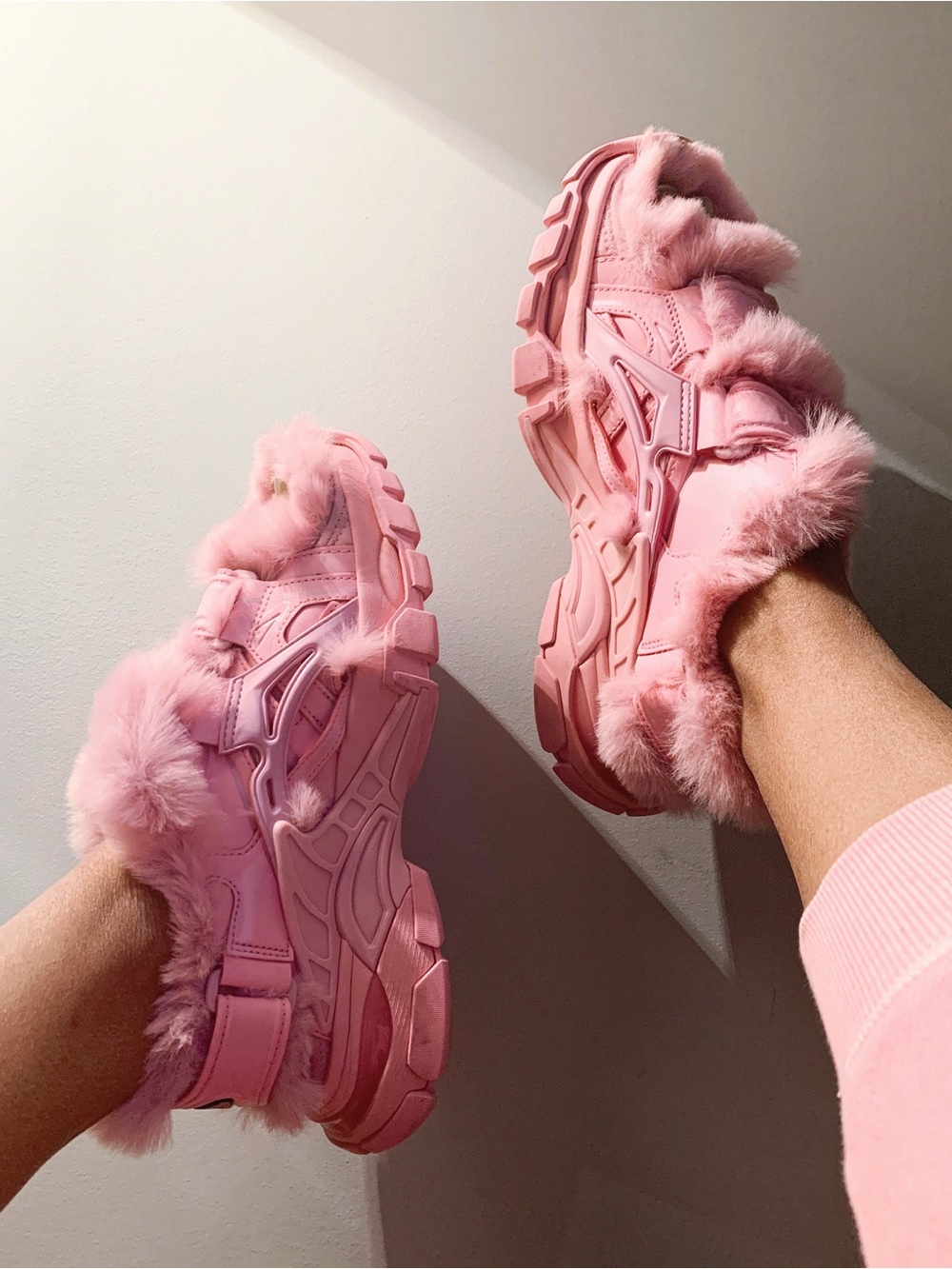 BALENCIAGA Faux Fur Track Sandals